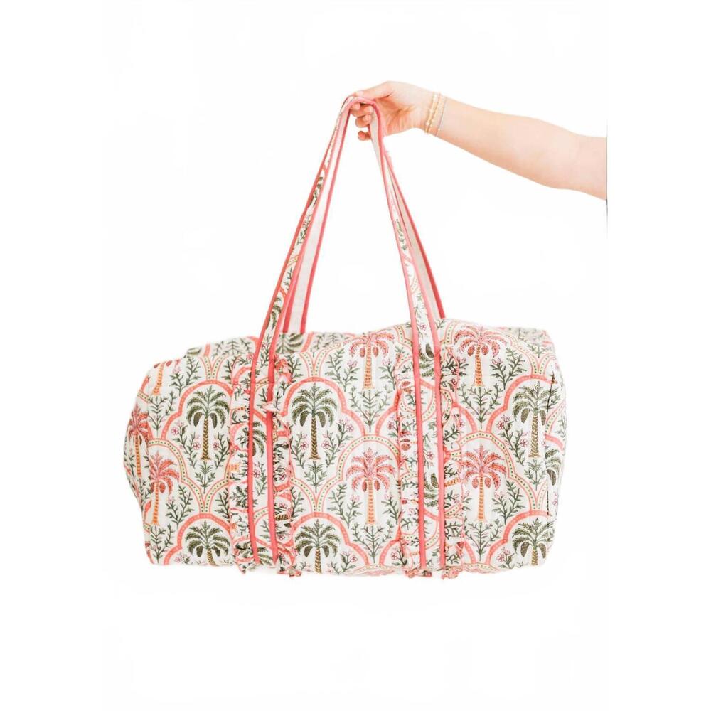 NEW HEART OF GRACE women's luxe large quilted duffle bag in palma rosa
